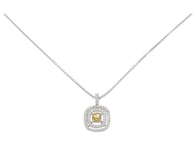 Autre Marque PT900 PT850 Diamond Necklace Silvery
