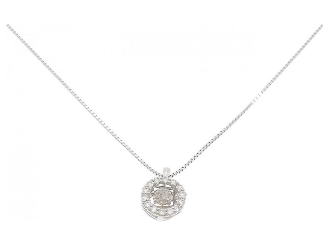 Autre Marque PT900 PT850 Diamant-Halskette Silber