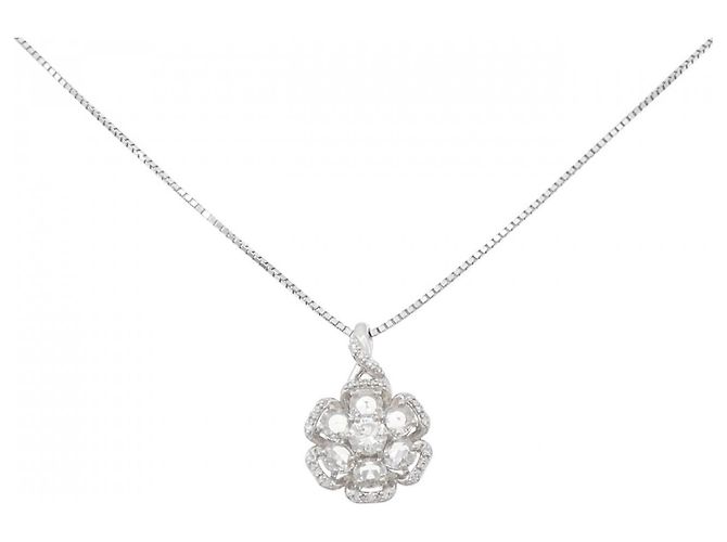 Autre Marque Diamant-Halskette Pt900 Pt850 Silber