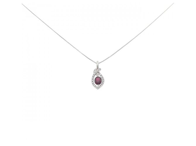 Autre Marque Collana in rubino e diamanti Pt900 Pt850 Rosso