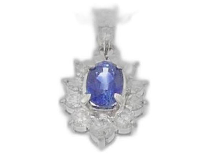 Autre Marque Saphir-Diamant-Halskette Pt900 Pt850 Silber