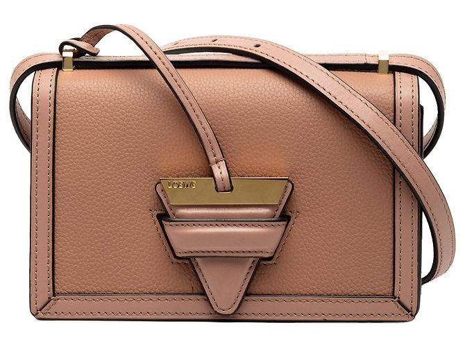 LOEWE Bolsa transversal Barcelona em couro de bezerro granulado marrom mini Carne