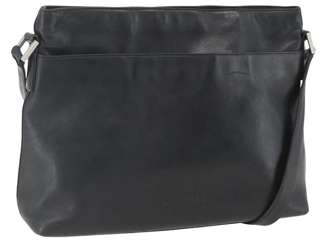 Borsa a Spalla CHANEL in Pelle Nera Argento CC Auth BA9339 Nero