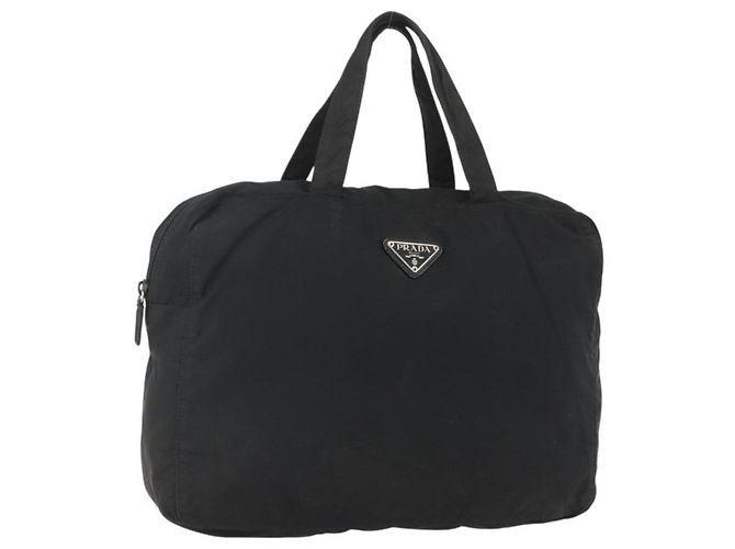 Prada Tote Bag aus schwarzem Nylon mit Silber authentisch 160269