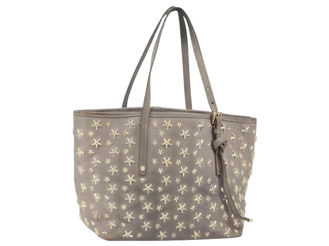 Bolsa Tote de couro Sasha S da Jimmy Choo Prata Ouro Auth BA9385 Dourado