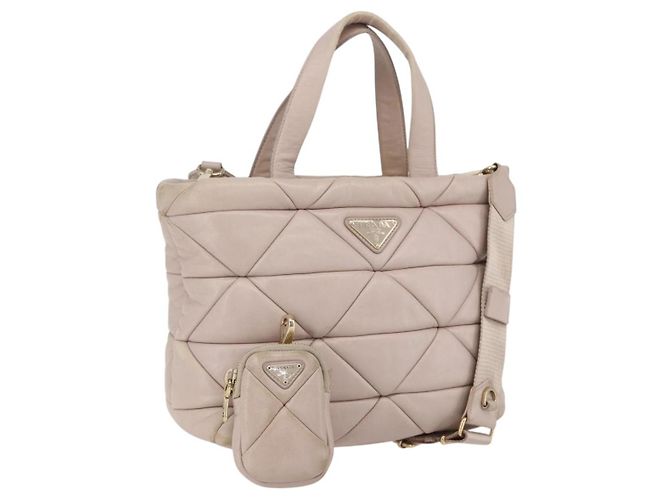 PRADA Sac à main en cuir 2 en 1 Rose Or Auth 159590 Doré