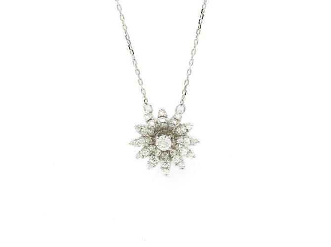 Colar Gucci Flora em ouro branco com diamantes Prata