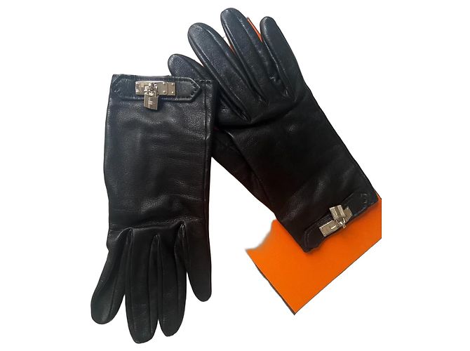 Hermès Gants cuir "Soya" Hermes  Taille 6,5 Noir