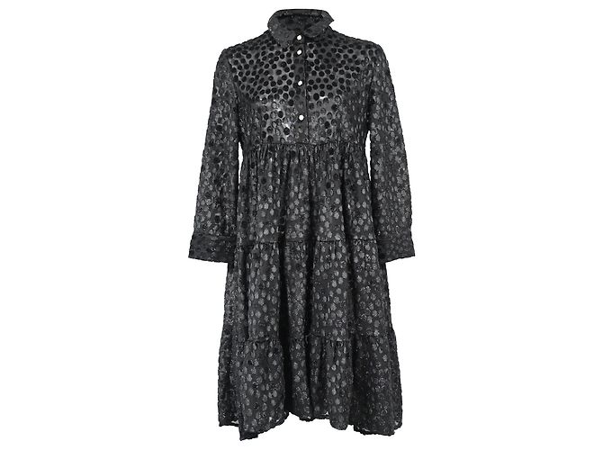 Maje Rolly Tiered Mini Dress in Black Polyester