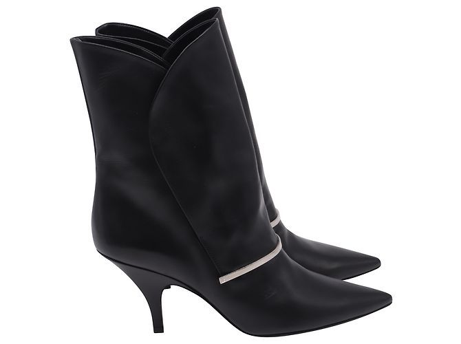 Givenchy Bar Embellished Pointed Ankle Boots in Black Leather
