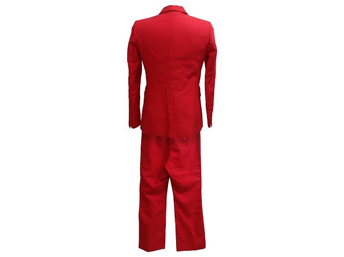 Blazer e Pantaloni Doppiopetto Sandro Soazic in Cotone Rosso