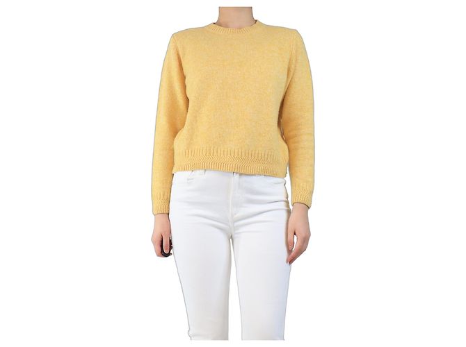 Sessun Pull en laine jaune à col rond - taille S