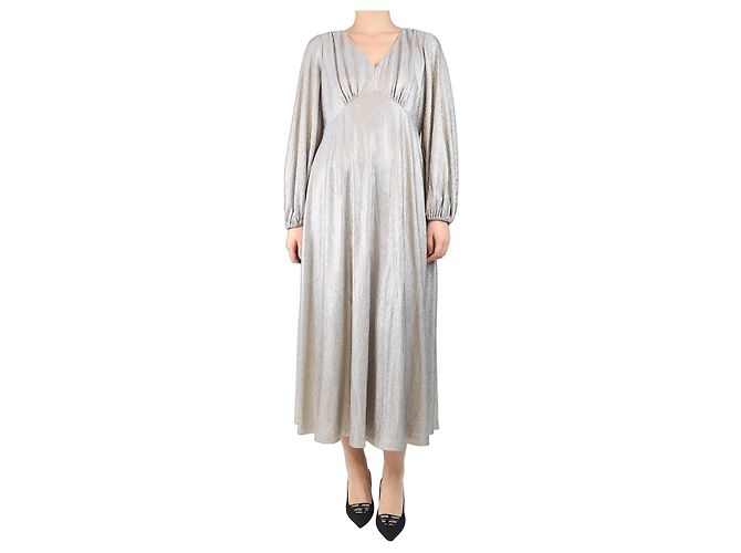 Autre Marque Vestido metálico arrugado plateado - talla UK 12