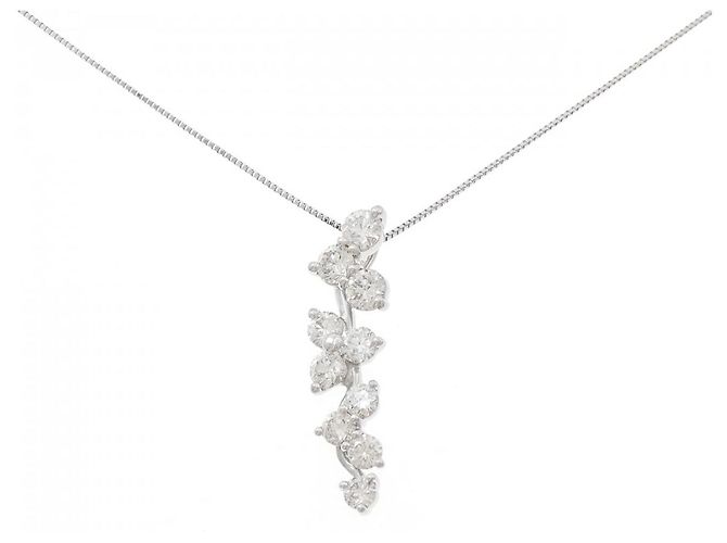 Autre Marque Diamant-Halskette Pt900 Pt850 Silber