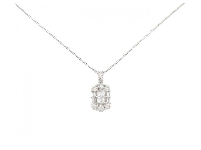 Autre Marque Platin-Diamant-Halskette Silber
