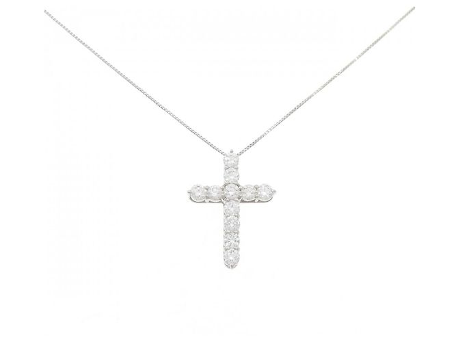 Autre Marque Diamant-Halskette Pt900 Pt850 Silber