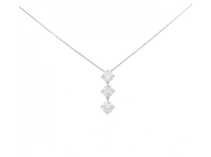 Autre Marque Diamant-Halskette Pt900 Pt850 Silber