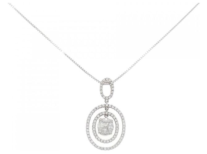 Autre Marque Collar de diamantes en oro blanco Au750 Plata