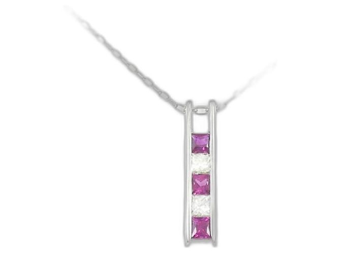 Autre Marque Colar de platina com rubi 0.35CT e diamantes 0.20CT