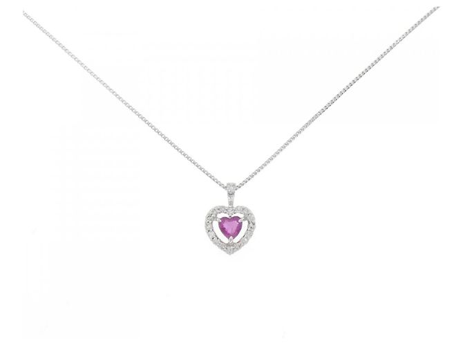 Autre Marque Au750 Rubin-Diamant-Halskette Rot