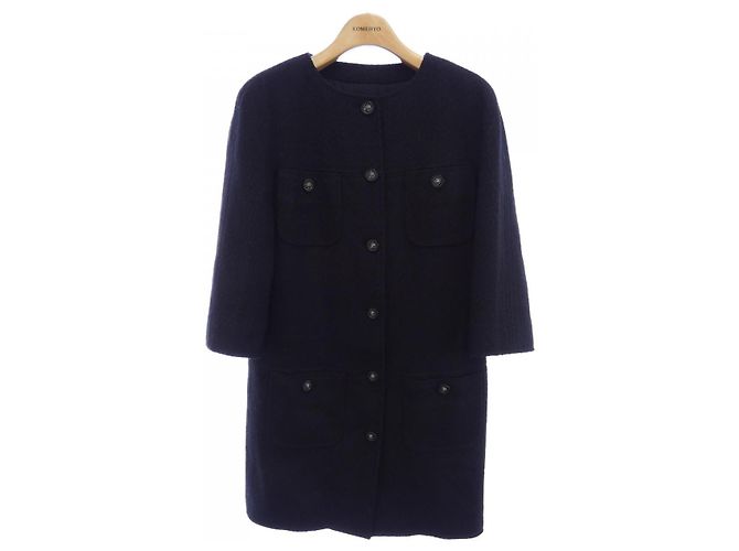 Timeless Abrigo de mezcla de seda Chanel Azul Azul marino