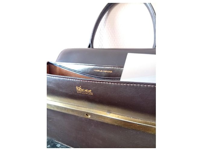 Bolsa Delvaux Tempête em couro liso marrom escuro