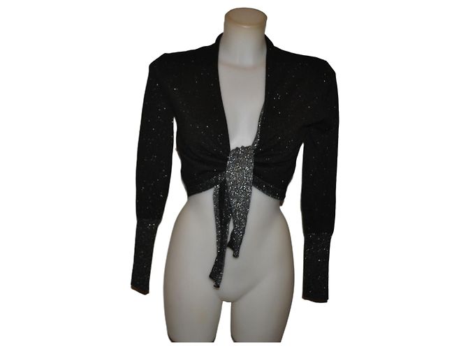 Liu.Jo Cardigan corto Liu Jo nero e argento da allacciare in vita S
