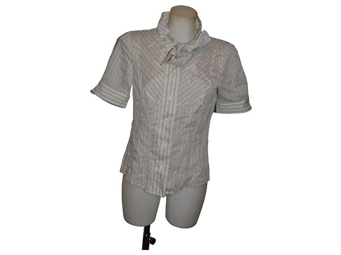 Blusa Aigner em algodão e linho Tamanho 42 Multicor