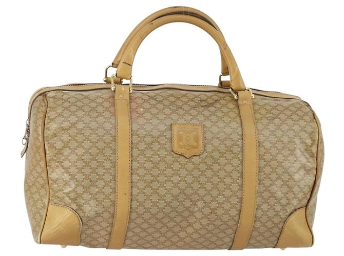 Céline Celine Travel Duffle Bag Triomphe Coated Canvas Medium Beige