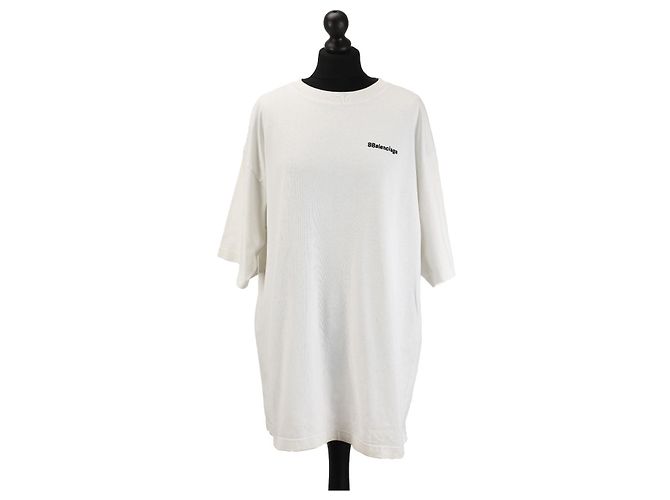 Camiseta Balenciaga Oversized Blanca con Logo de Algodón Blanco