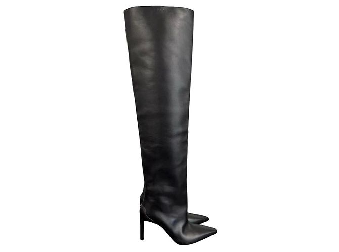 Courreges Botas Courrèges de cuero negro con tacón de aguja
