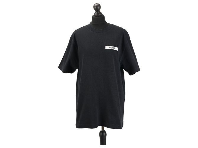 Camiseta Jacquemus negra de algodón con logo Negro