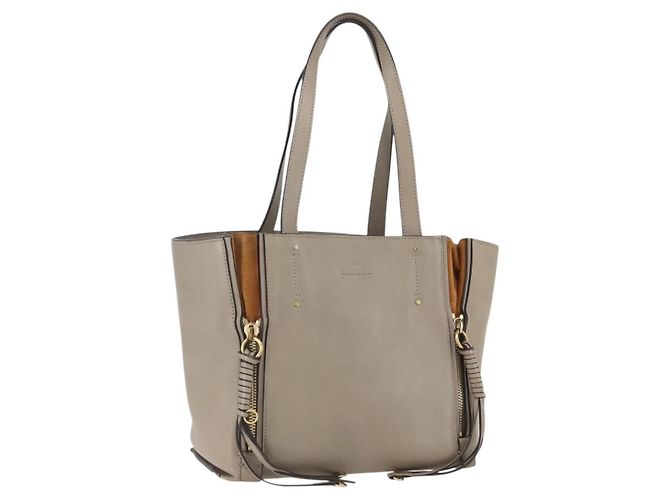 Chloé Bolsa de compras em couro Chloe Milo média Bege