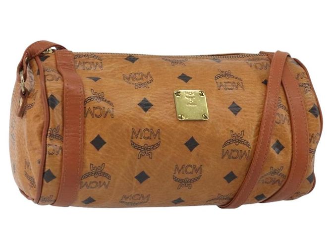 Borsa a Spalla MCM Logogram Vicetos PVC Marrone Oro Auth BA9360 D'oro