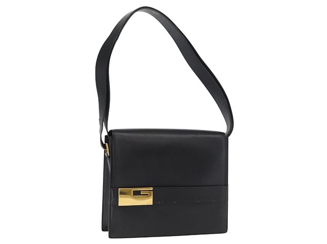 Borsa a Spalla in Pelle Nera e Oro GUCCI 001 1274 1912 Auth ti3593 Nero D'oro