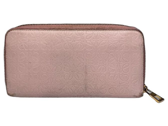 Vintage Loewe Madrid Zippy Leather monogram Wallet Pink