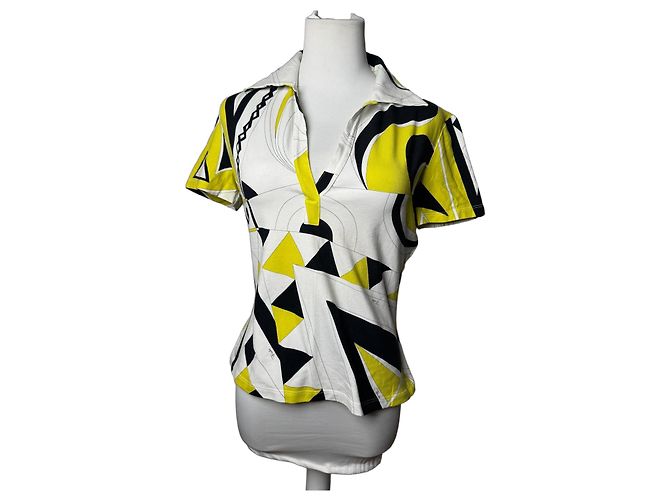 Vintage Emilio Pucci Top Weiß Gelb Schwarz