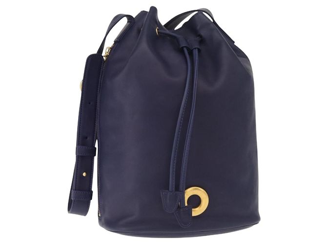 Céline Borsa a Spalla CELINE Circle in Pelle Blu Navy Oro Auth 159739 D'oro