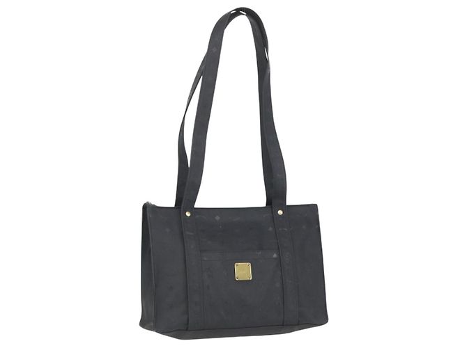 Borsa tote MCM Logogram Vicetos PVC Nero Oro Auth 160044 D'oro