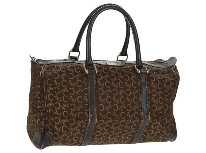 Céline Borsa Boston Celine C Sulky in tela marrone e oro Auth bs31834 D'oro