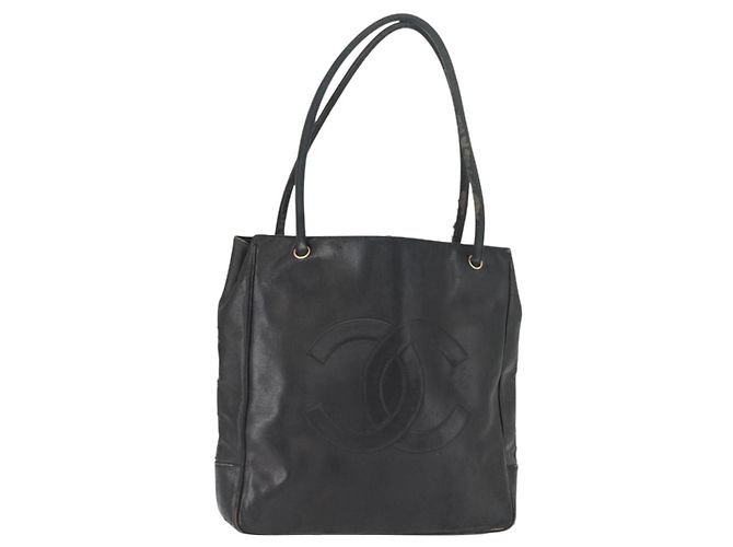 Borsa a Spalla CHANEL in Pelle di Agnello Nera Oro CC Auth BA9188 Nero D'oro