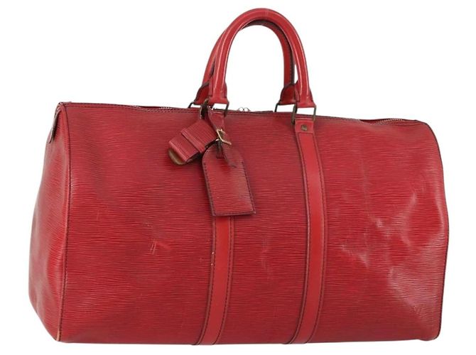 LOUIS VUITTON Epi Keepall 45 Bolsa Boston Roja M42977 LV Auth BA8834