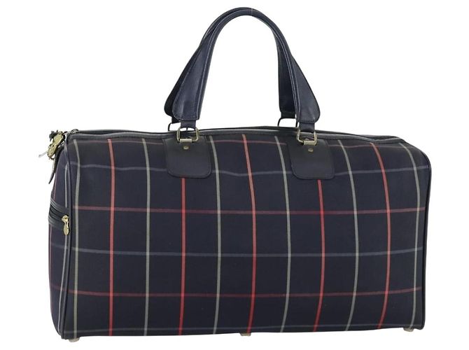 Autre Marque Borsa Boston in tela Nova Check Burberrys blu navy oro Auth 156890 D'oro