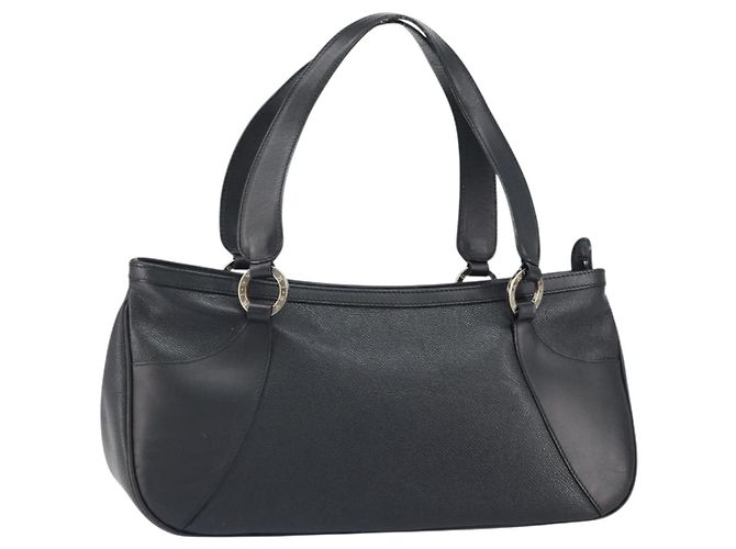 Bulgari Borsa a mano BVLGARI in pelle nera e argento Auth bs31966 Nero