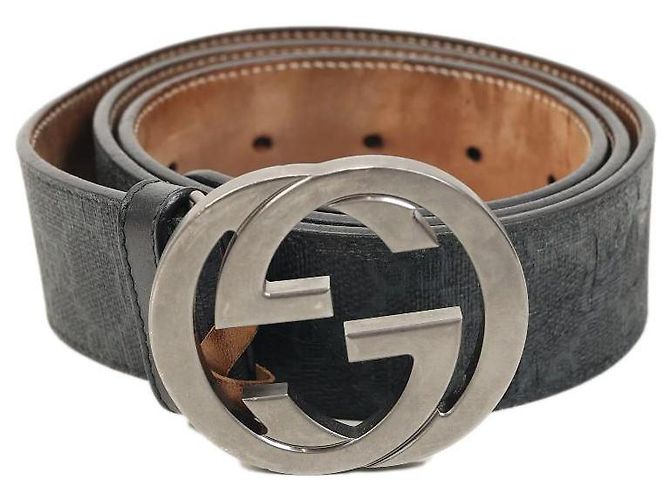 Gucci Interlocking GG Buckle Black Leather Belt