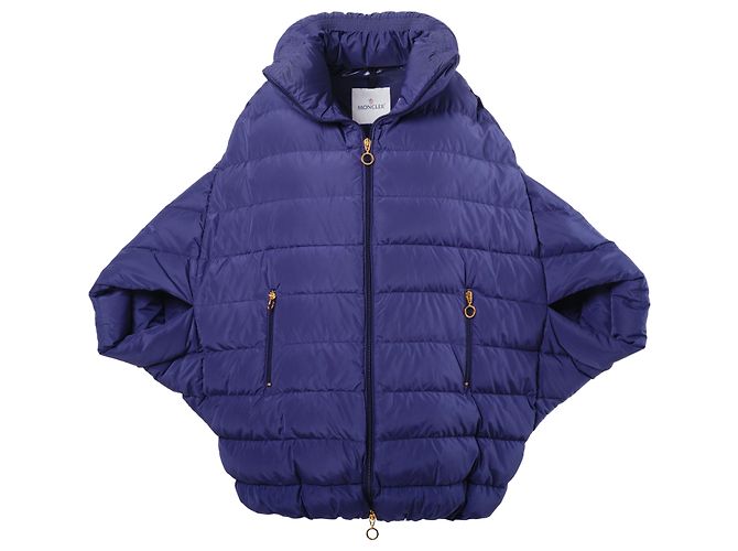 Moncler Oversized Down Jacket With Kimono Sleeves Blue