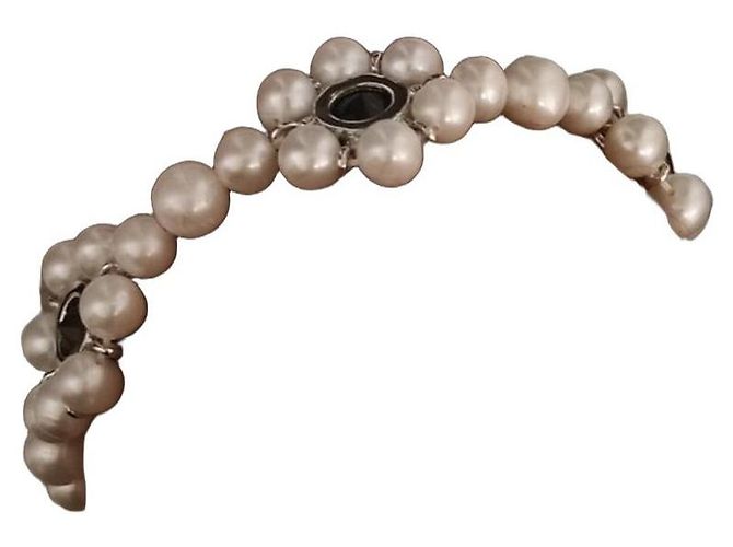 Autre Marque Bracciale Veert Trio Oro Bianco Onice Verde e Perla Silver hardware
