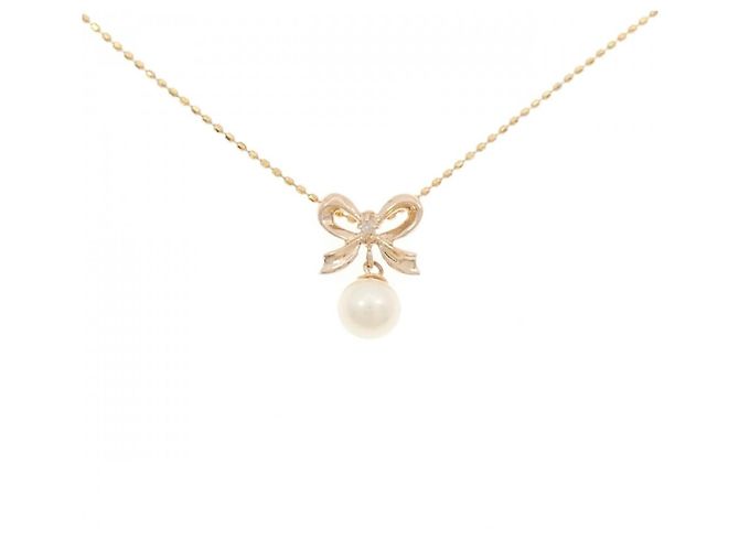 Autre Marque Collar de perlas de agua dulce en oro rosa K14 con diamantes
