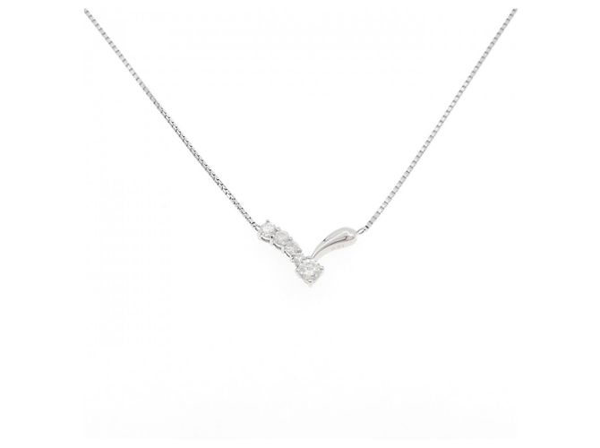 Autre Marque Diamant-Halskette Pt900 Pt850 Silber