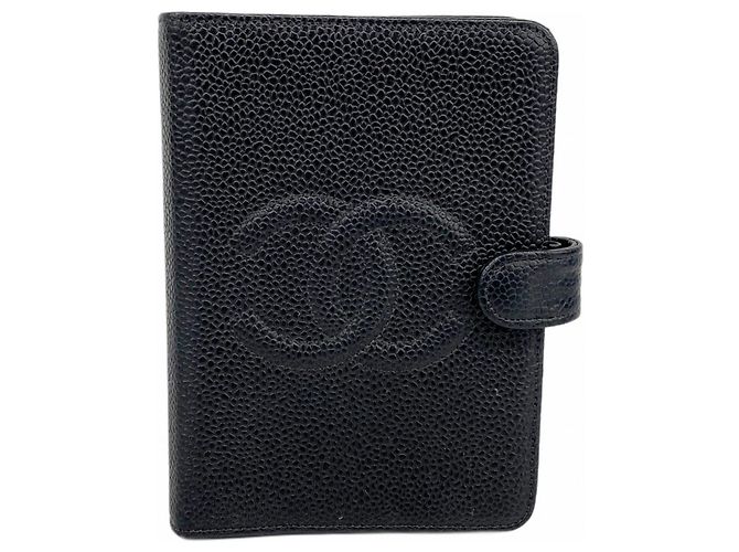Chanel Black Grained Calfskin Notebook Cover